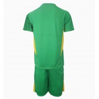 Camisa de Futebol Manchester United Goleiro Equipamento Alternativo Infantil 2024-25 Manga Curta (+ Calças curtas)